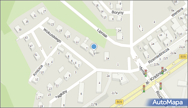 Lublin, Wokulskiego, 3, mapa Lublina