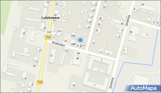 Łyszkowice, Wolności, 8, mapa Łyszkowice