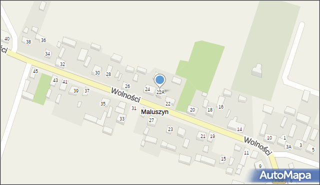 Maluszyn, Wolności, 22A, mapa Maluszyn