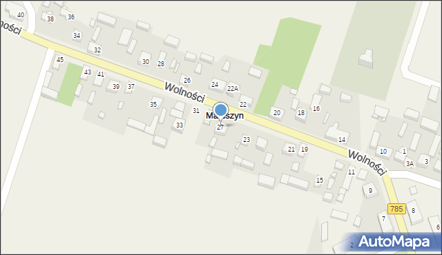 Maluszyn, Wolności, 27, mapa Maluszyn