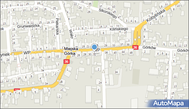 Miejska Górka, Wojska Polskiego, 32, mapa Miejska Górka