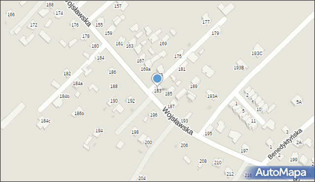 Mielec, Wojsławska, 183, mapa Mielca