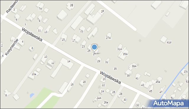Mielec, Wojsławska, 27, mapa Mielca