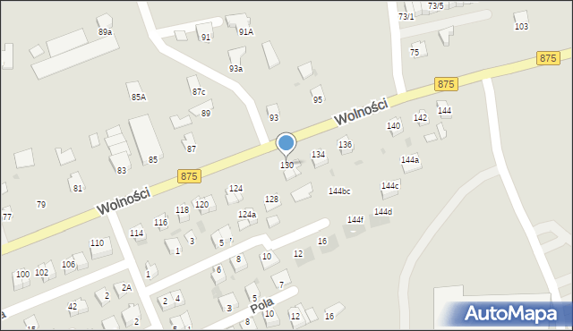 Mielec, Wolności, 130, mapa Mielca