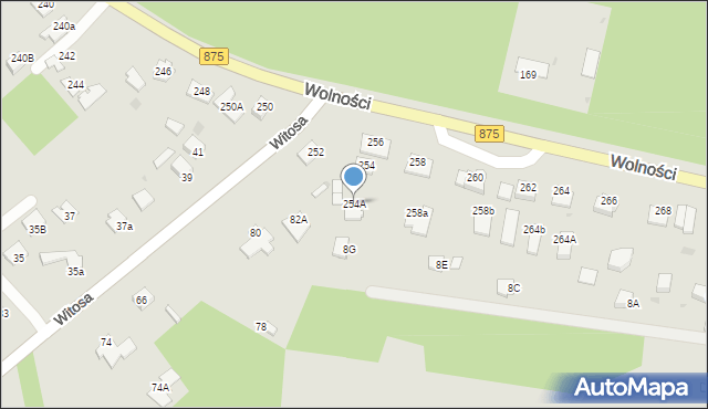 Mielec, Wolności, 254A, mapa Mielca