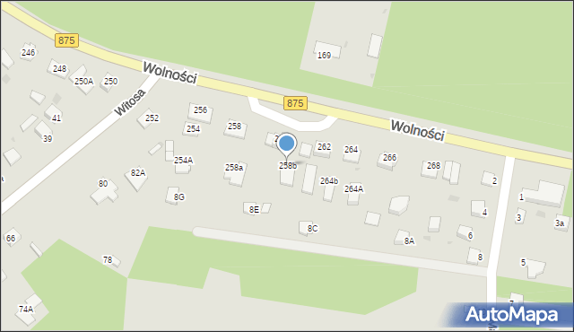 Mielec, Wolności, 258b, mapa Mielca