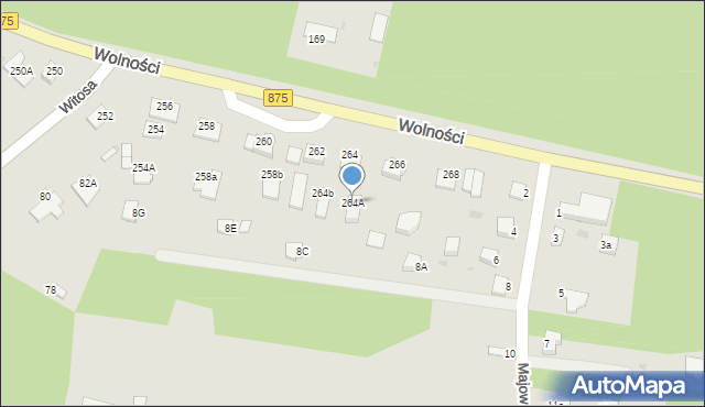 Mielec, Wolności, 264A, mapa Mielca