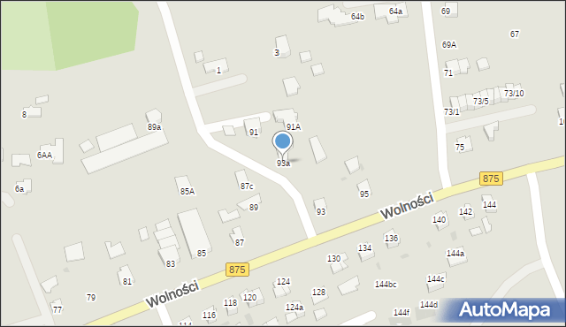 Mielec, Wolności, 93a, mapa Mielca