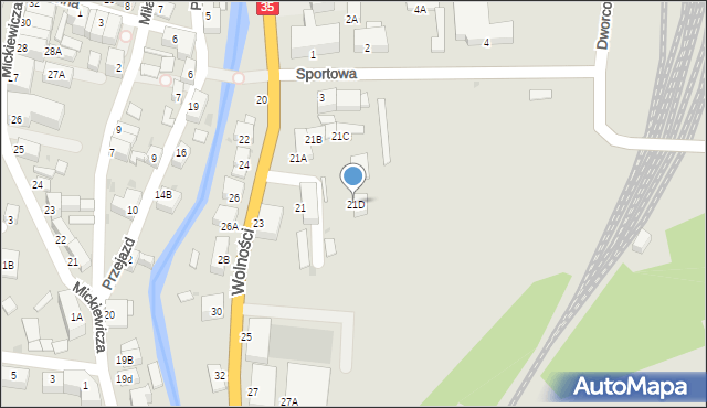 Mieroszów, Wolności, 21D, mapa Mieroszów