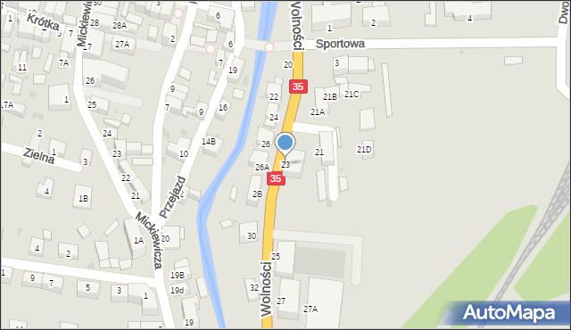 Mieroszów, Wolności, 23, mapa Mieroszów