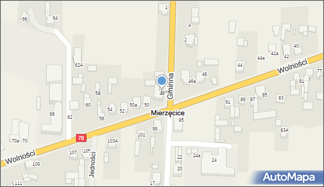 Mierzęcice, Wolności, 48, mapa Mierzęcice