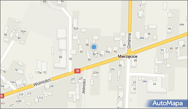 Mierzęcice, Wolności, 54, mapa Mierzęcice