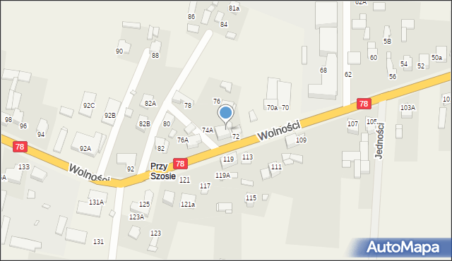 Mierzęcice, Wolności, 74, mapa Mierzęcice