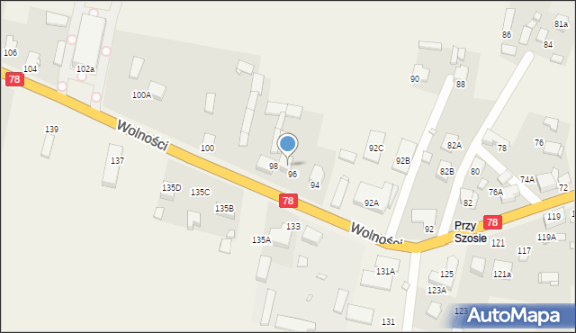 Mierzęcice, Wolności, 96a, mapa Mierzęcice