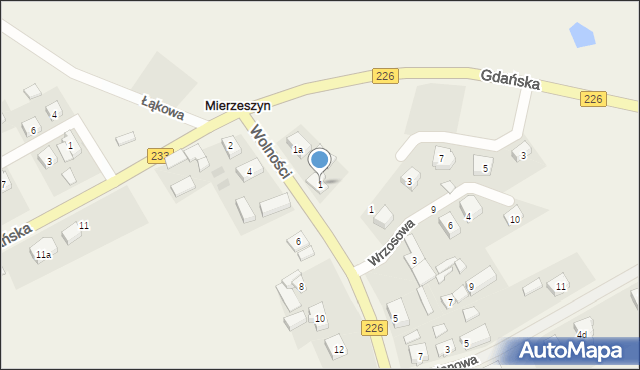 Mierzeszyn, Wolności, 1, mapa Mierzeszyn