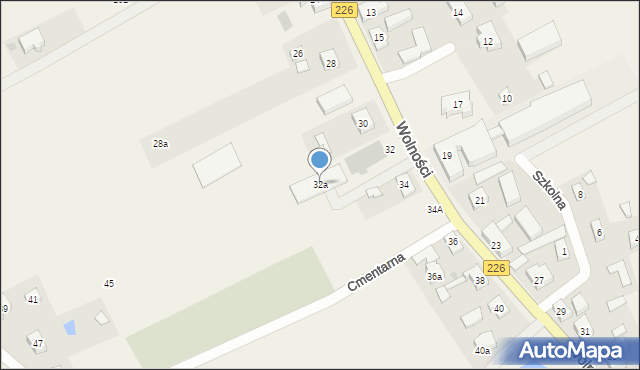 Mierzeszyn, Wolności, 32a, mapa Mierzeszyn