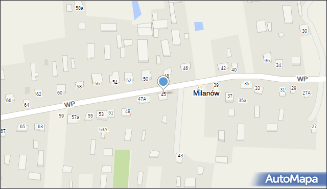 Milanów, Wojska Polskiego, 45, mapa Milanów