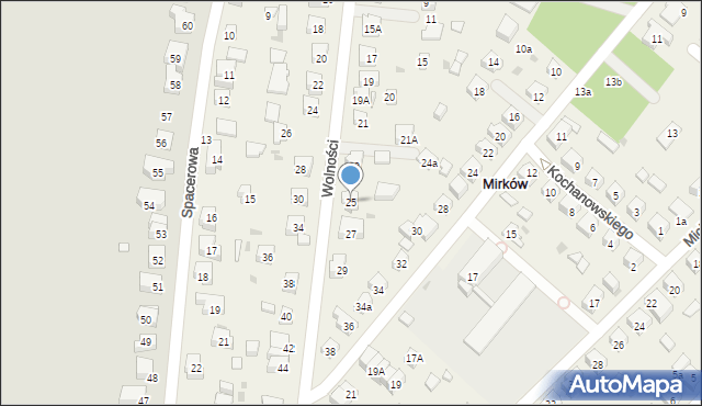 Mirków, Wolności, 25, mapa Mirków