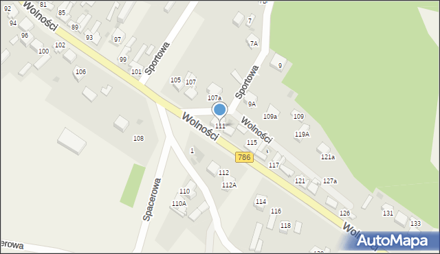 Mstów, Wolności, 111, mapa Mstów