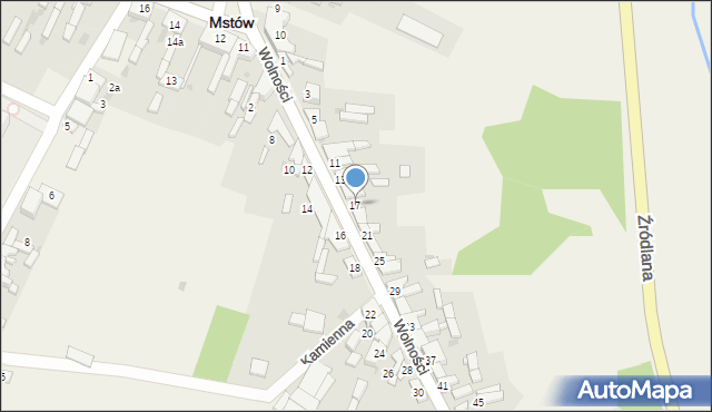 Mstów, Wolności, 17, mapa Mstów