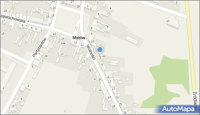 Mstów, Wolności, 3, mapa Mstów