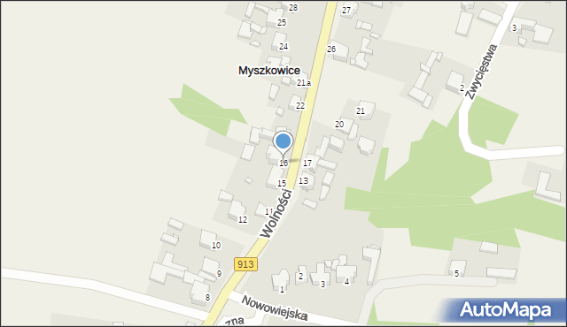 Myszkowice, Wolności, 16, mapa Myszkowice