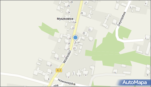 Myszkowice, Wolności, 17, mapa Myszkowice