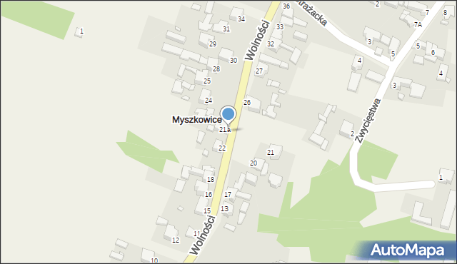 Myszkowice, Wolności, 23, mapa Myszkowice