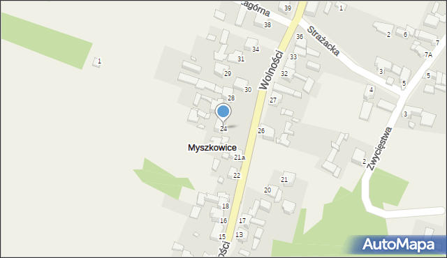 Myszkowice, Wolności, 24, mapa Myszkowice