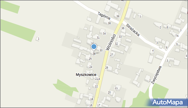 Myszkowice, Wolności, 28, mapa Myszkowice