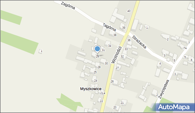 Myszkowice, Wolności, 29, mapa Myszkowice