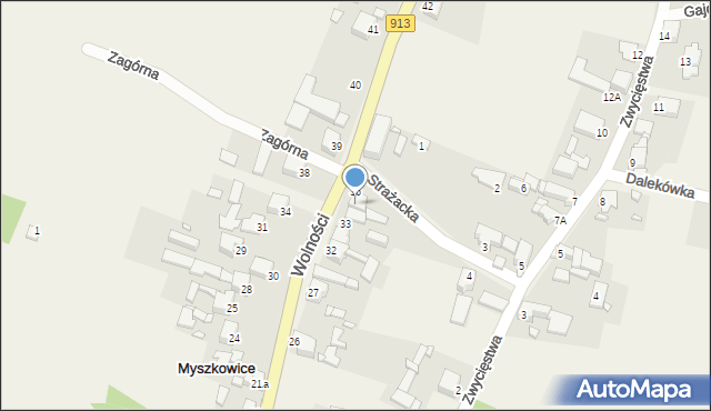 Myszkowice, Wolności, 37, mapa Myszkowice