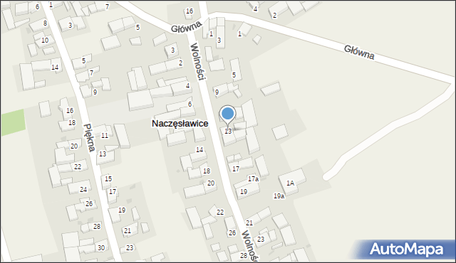 Naczęsławice, Wolności, 13, mapa Naczęsławice