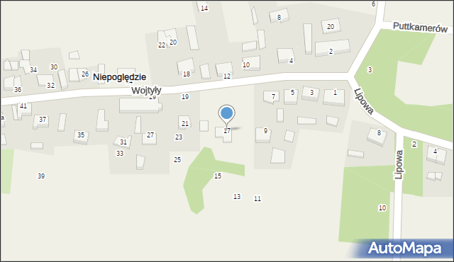 Niepoględzie, Wojtyły Karola, 17, mapa Niepoględzie