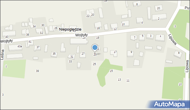 Niepoględzie, Wojtyły Karola, 23, mapa Niepoględzie