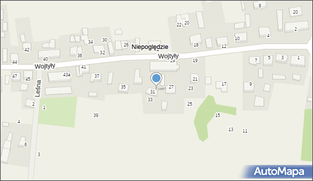 Niepoględzie, Wojtyły Karola, 31/1, mapa Niepoględzie