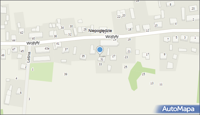 Niepoględzie, Wojtyły Karola, 31/2, mapa Niepoględzie