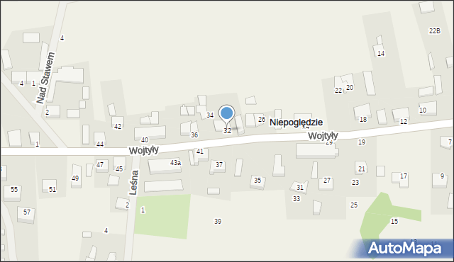 Niepoględzie, Wojtyły Karola, 32, mapa Niepoględzie