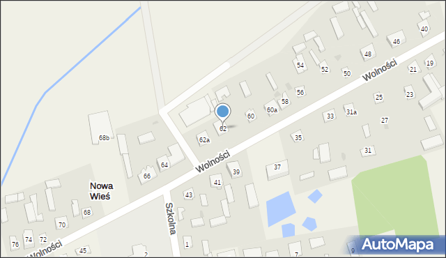 Nowa Wieś, Wolności, 62, mapa Nowa Wieś