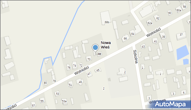 Nowa Wieś, Wolności, 68a, mapa Nowa Wieś