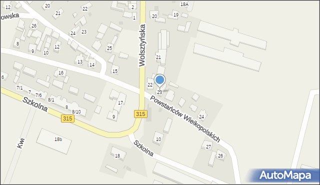 Obra, Wolsztyńska, 23, mapa Obra