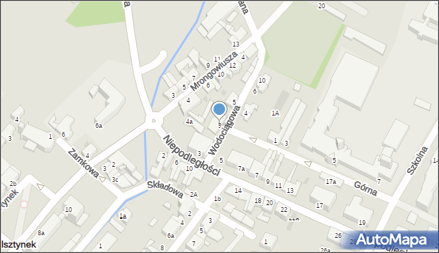 Olsztynek, Wodociągowa, 3, mapa Olsztynek