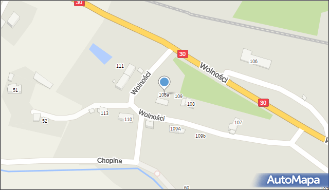 Olszyna, Wolności, 108a, mapa Olszyna