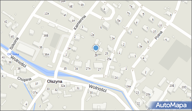 Olszyna, Wolności, 26, mapa Olszyna