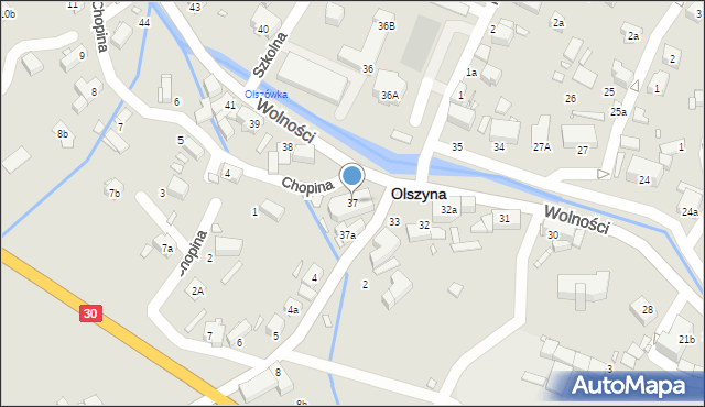 Olszyna, Wolności, 37, mapa Olszyna