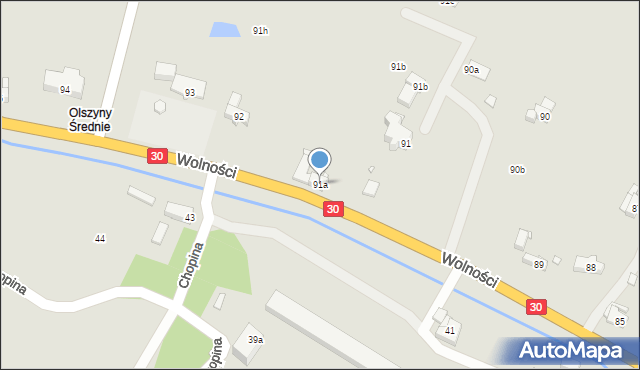 Olszyna, Wolności, 91a, mapa Olszyna