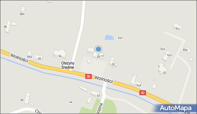 Olszyna, Wolności, 93, mapa Olszyna