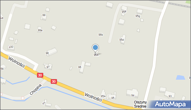 Olszyna, Wolności, 96A, mapa Olszyna