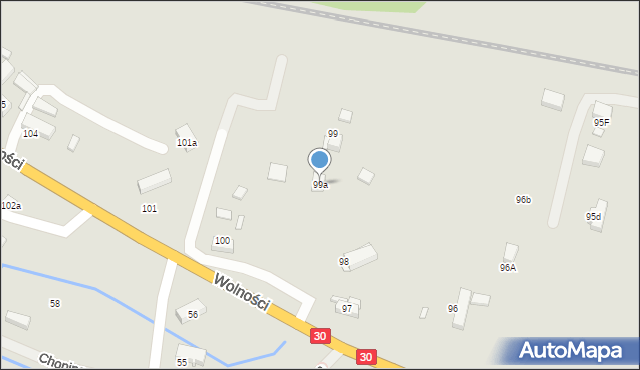 Olszyna, Wolności, 99a, mapa Olszyna