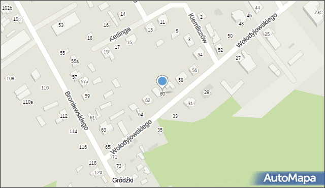 Ostrów Mazowiecka, Wołodyjowskiego Michała, 60A, mapa Ostrów Mazowiecka